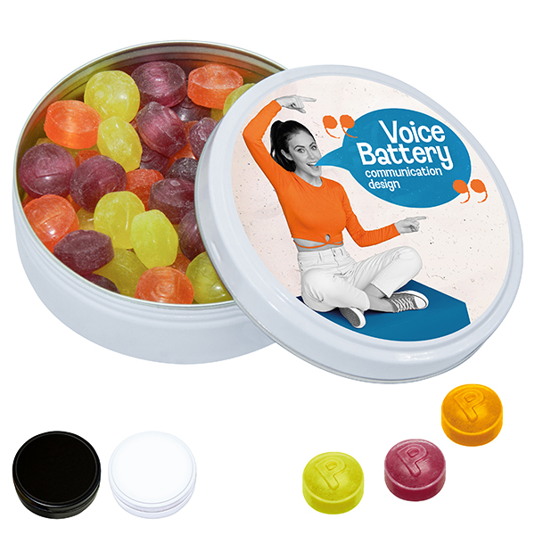 White Dose m. Pulmoll-Frucht 60g – Werbeartikel mit Logo bedrucken