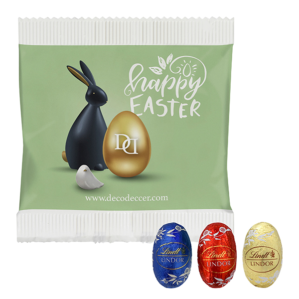 3er Lindor Mini Eier im Papiertütchen – Werbeartikel mit Logo bedrucken